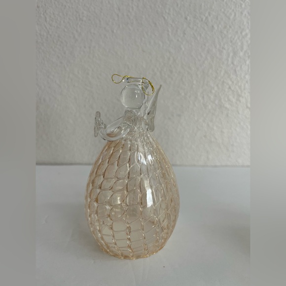 BLOWN GLASS AND BELL SHAPED ANGEL ORNAMENT HOLDING A STAR FOR WISHES AND DREAMS - Picture 4 of 6